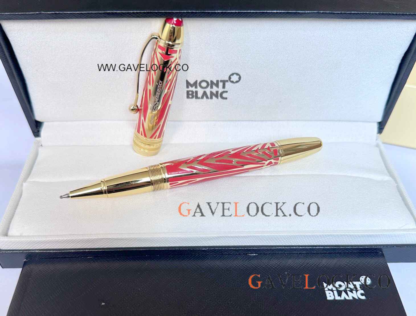 2024! AAA Montblanc Solitaire LeGrand 100 Anniversary Roller ball Gold-Red